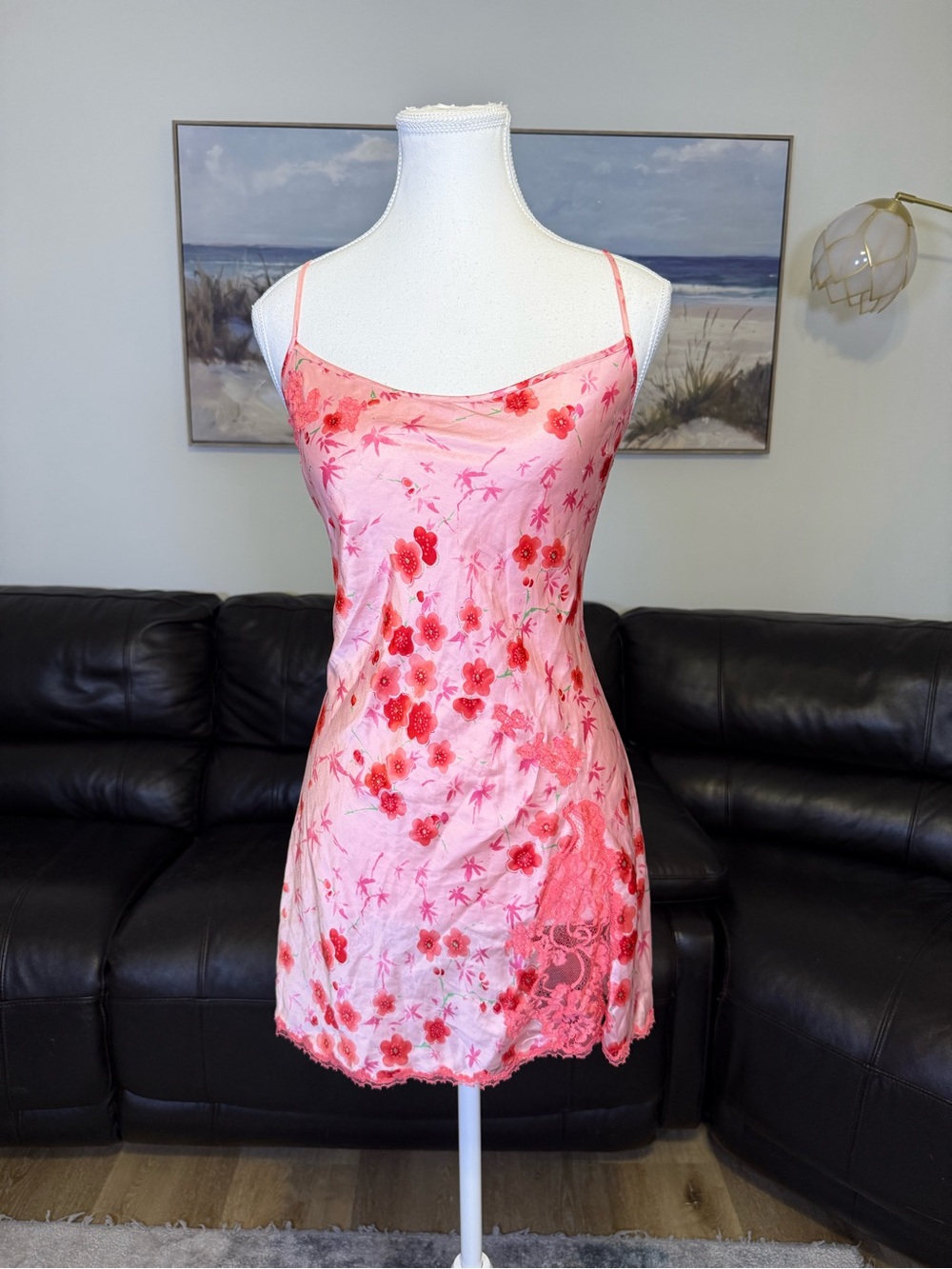 Victoria’s Secret EXTREMELY RARE Cherry Blossom Slip Dress Y2K Pink Lace Satin L - Picture 2 of 15